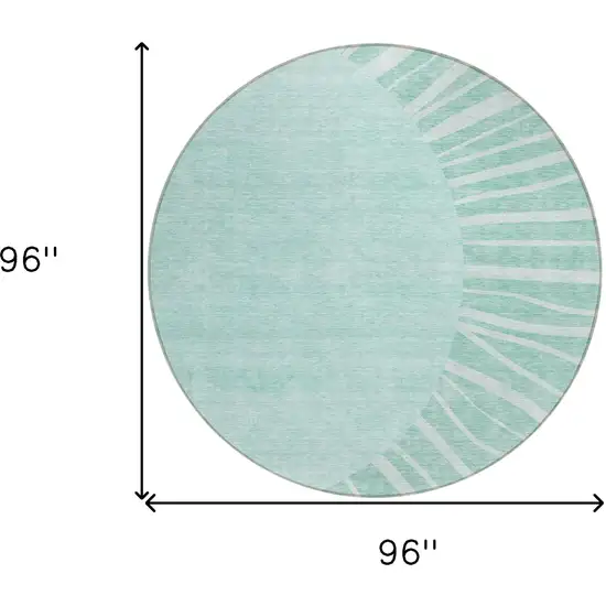 8' Teal Blue Aqua And Mint Green Round Abstract Washable Indoor Outdoor Area Rug Photo 3