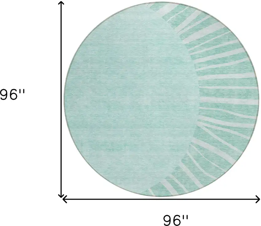 8' Teal Blue Aqua And Mint Green Round Abstract Washable Indoor Outdoor Area Rug Photo 3