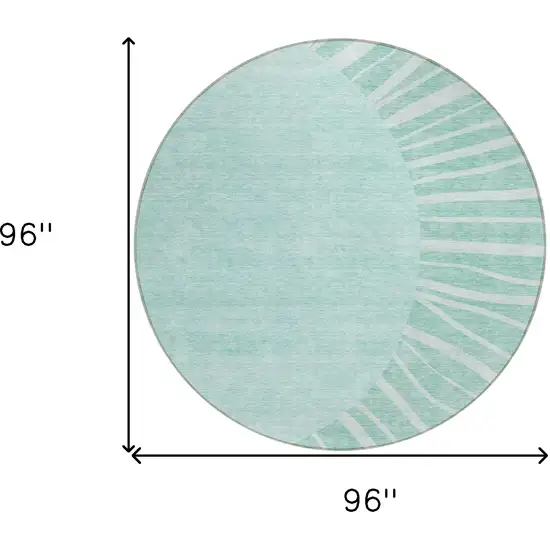 8' Teal Blue Aqua And Mint Green Round Abstract Washable Indoor Outdoor Area Rug Photo 3