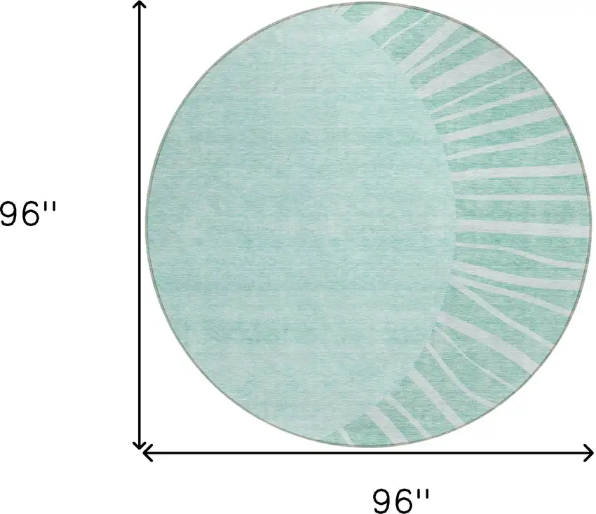 8' Teal Blue Aqua And Mint Green Round Abstract Washable Indoor Outdoor Area Rug Photo 3