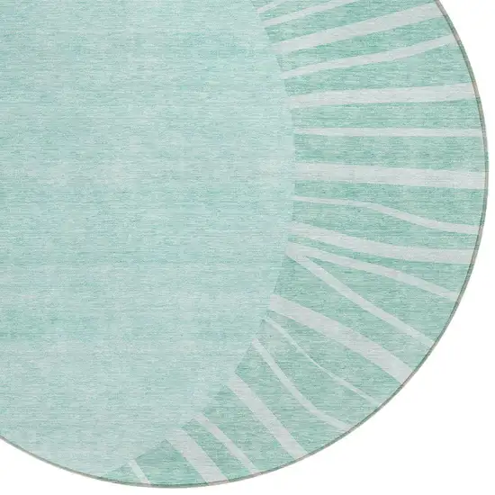 8' Teal Blue Aqua And Mint Green Round Abstract Washable Indoor Outdoor Area Rug Photo 4