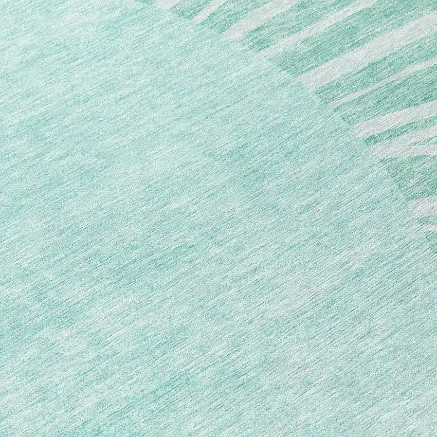 8' Teal Blue Aqua And Mint Green Round Abstract Washable Indoor Outdoor Area Rug Photo 8