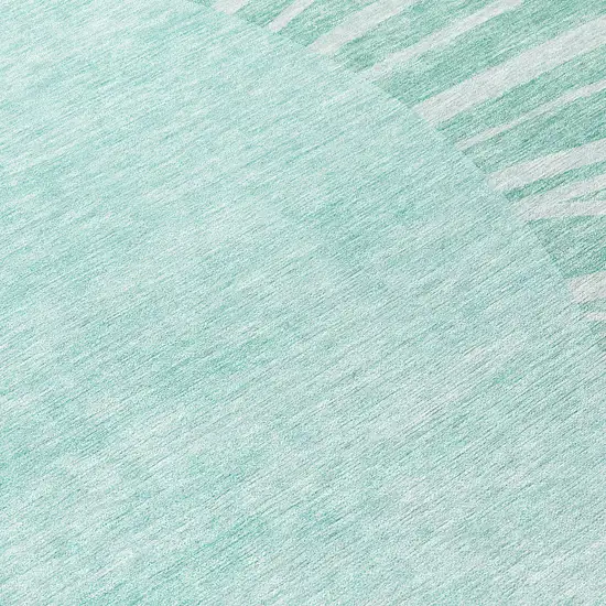 8' Teal Blue Aqua And Mint Green Round Abstract Washable Indoor Outdoor Area Rug Photo 8