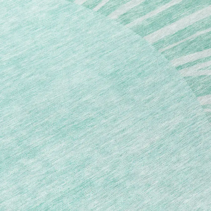 8' Teal Blue Aqua And Mint Green Round Abstract Washable Indoor Outdoor Area Rug Photo 8