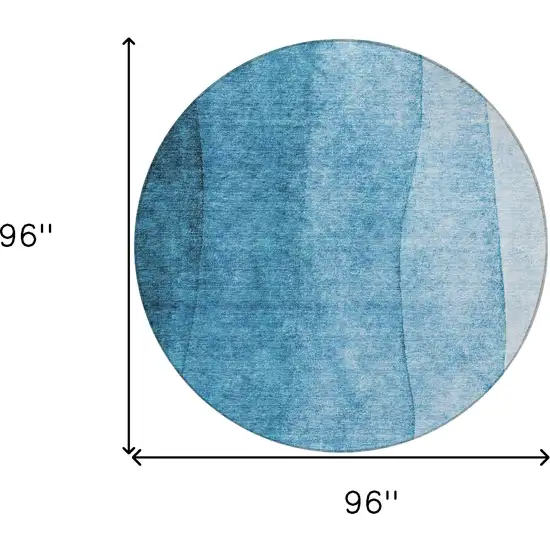 8' Teal Blue Aqua And Turquoise Round Ombre Washable Indoor Outdoor Area Rug Photo 7