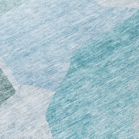 8' Teal Blue Artichoke Green And Blue Round Abstract Washable Indoor Outdoor Area Rug Photo 9