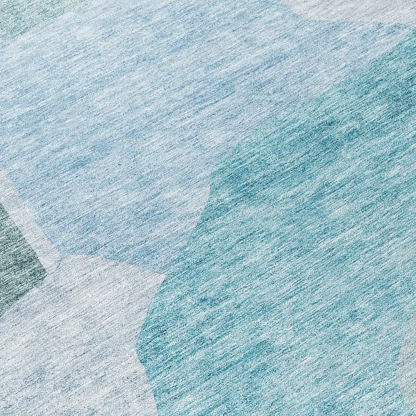 8' Teal Blue Artichoke Green And Blue Round Abstract Washable Indoor Outdoor Area Rug Photo 9