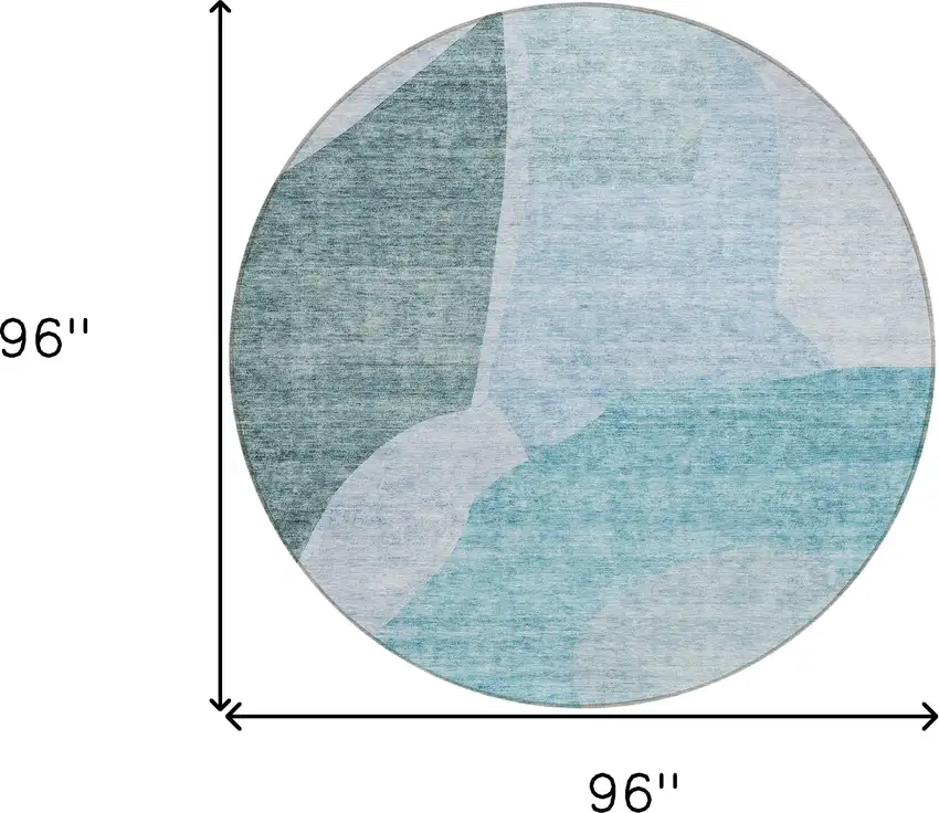 8' Teal Blue Artichoke Green And Blue Round Abstract Washable Indoor Outdoor Area Rug Photo 3