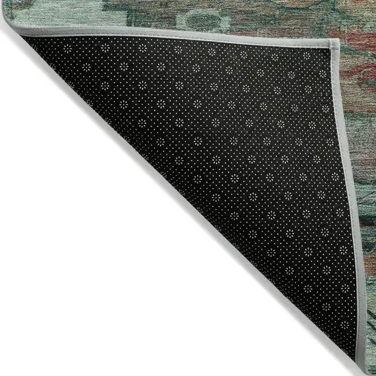 8' Teal Blue Copper And Gold Round Tribal Washable Indoor Outdoor Area Rug Photo 7