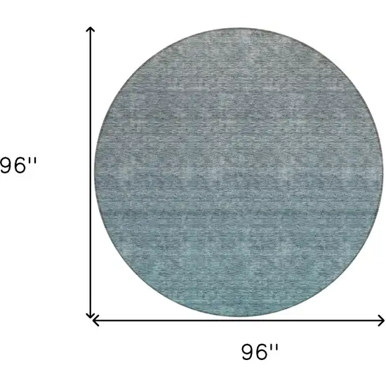 8' Teal Blue Gray And Charcoal Round Ombre Washable Indoor Outdoor Area Rug Photo 3
