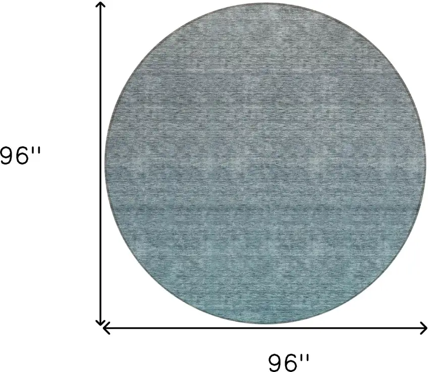 8' Teal Blue Gray And Charcoal Round Ombre Washable Indoor Outdoor Area Rug Photo 3