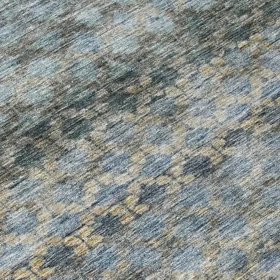 8' Teal Blue Light Blue And Gray Round Striped Washable Indoor Outdoor Area Rug Photo 8