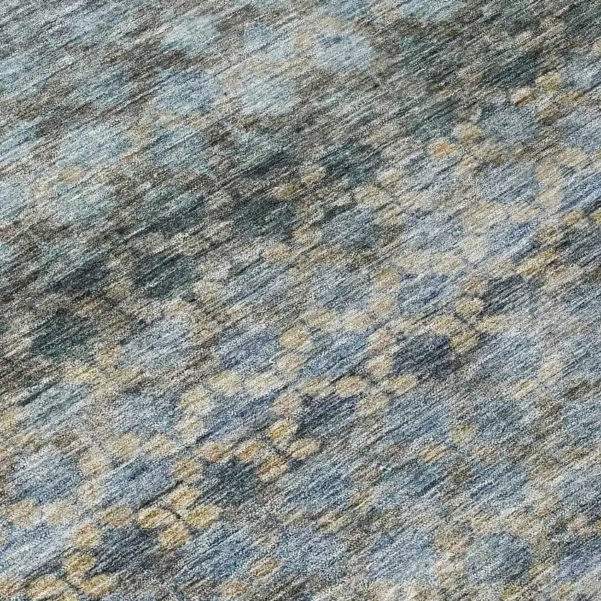 8' Teal Blue Light Blue And Gray Round Striped Washable Indoor Outdoor Area Rug Photo 8