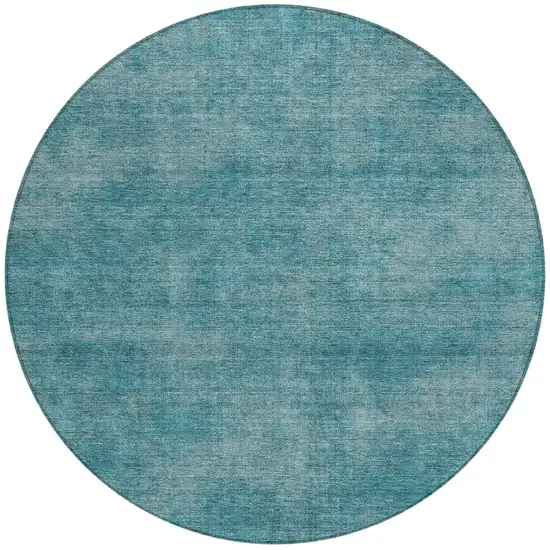 8' Teal Blue Round Washable Indoor Outdoor Area Rug Photo 5