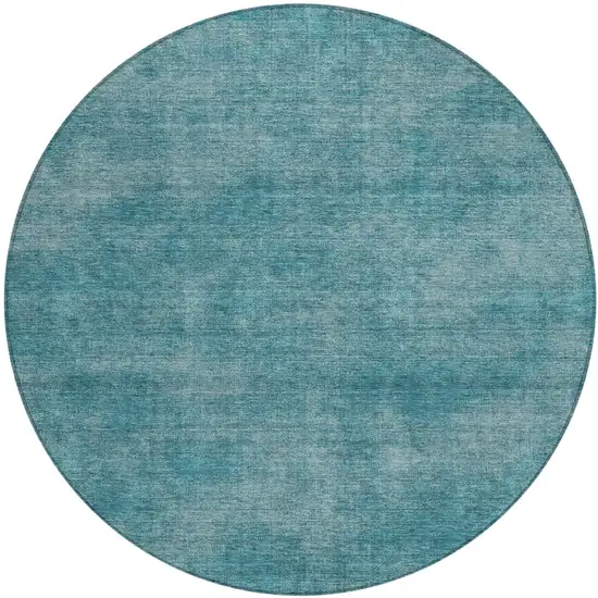 8' Teal Blue Round Washable Indoor Outdoor Area Rug Photo 2