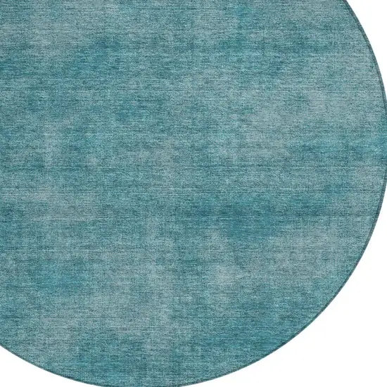 8' Teal Blue Round Washable Indoor Outdoor Area Rug Photo 4