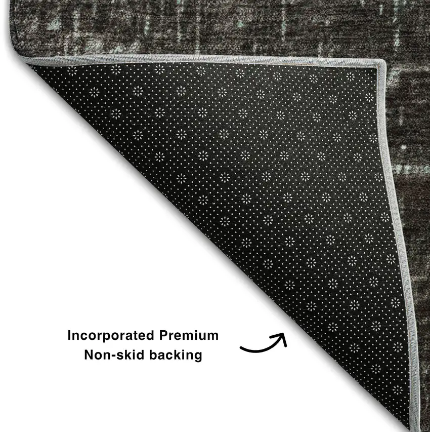 8' Teal Gray And Charcoal Ombre Washable Round Rug With UV Protection Photo 5