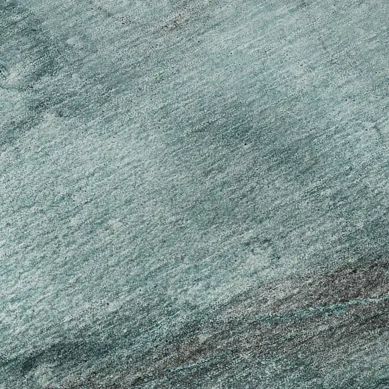 8' Teal Gray And Ivory Abstract Washable Round Rug With UV Protection Photo 9