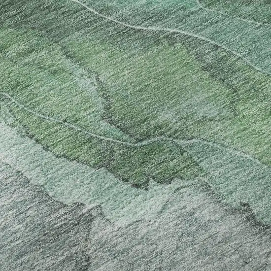 8' Teal Gray And Ivory Floral Washable Round Rug With UV Protection Photo 8