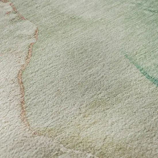 8' Teal Ivory And Brown Abstract Washable Round Rug With UV Protection Photo 8