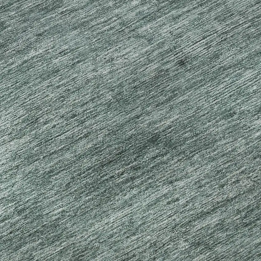 8' Teal Ivory And Gray Striped Washable Round Rug With UV Protection Photo 8