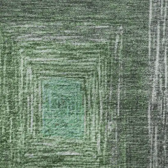 8' Teal Mauve And Ivory Geometric Washable Round Rug With UV Protection Photo 9