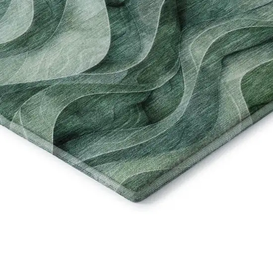 8' Teal Peach And Lime Green Abstract Washable Area Rug With UV Protection Photo 7