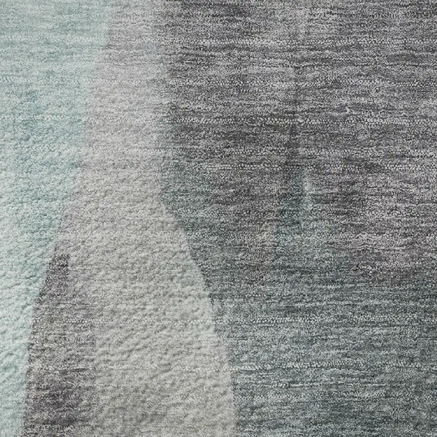 8' Teal Plum And Ivory Abstract Washable Round Rug With UV Protection Photo 9