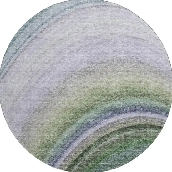 8' Teal Purple And Green Ombre Washable Round Rug With UV Protection Photo 4