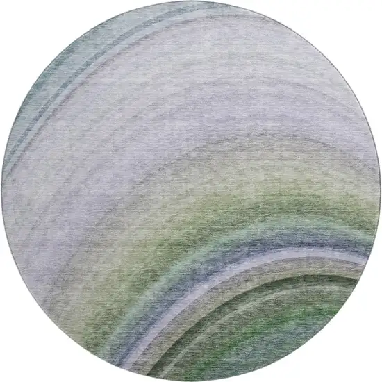 8' Teal Purple And Green Ombre Washable Round Rug With UV Protection Photo 1