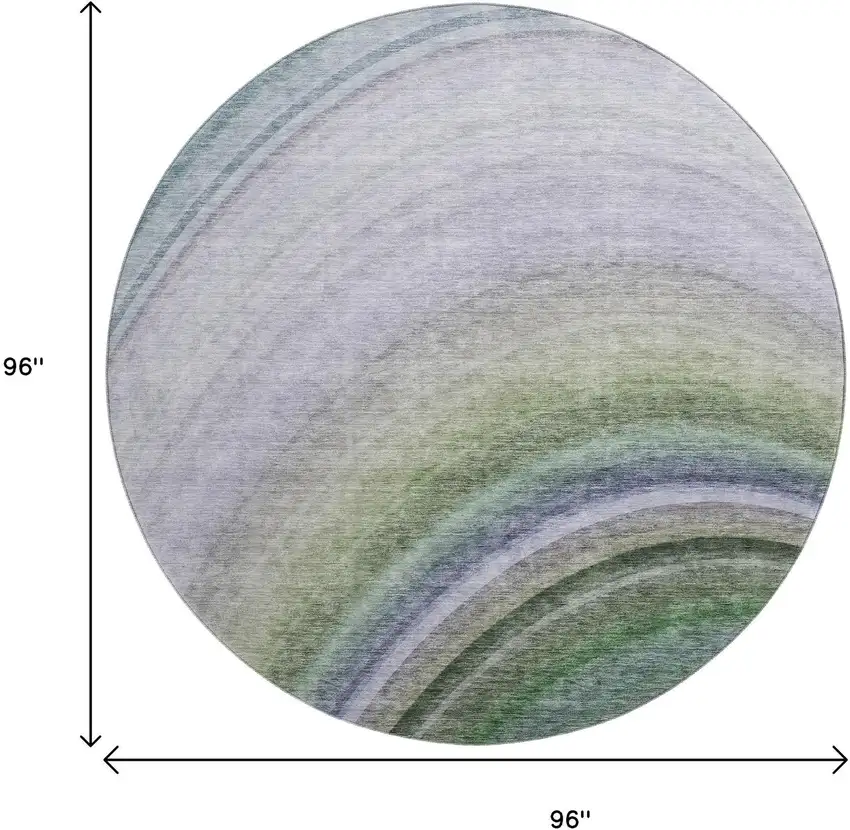 8' Teal Purple And Green Ombre Washable Round Rug With UV Protection Photo 3