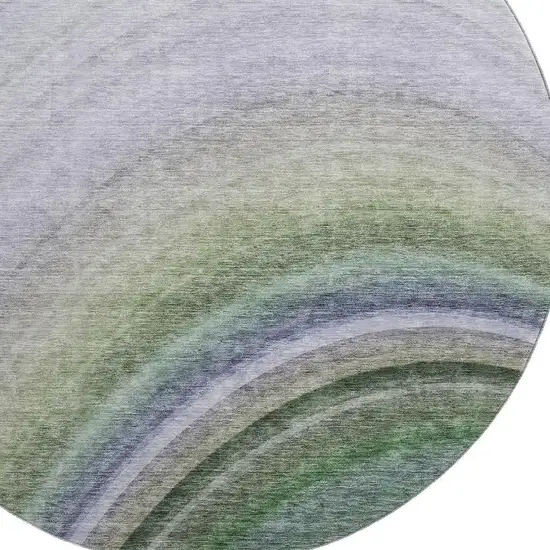 8' Teal Purple And Green Ombre Washable Round Rug With UV Protection Photo 3