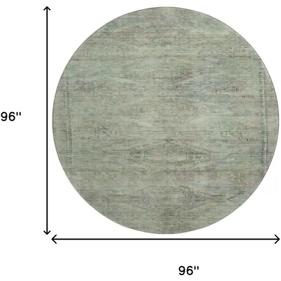 8' Teal Sage And Copper Abstract Geometric Washable Round Rug With UV Protection Photo 9