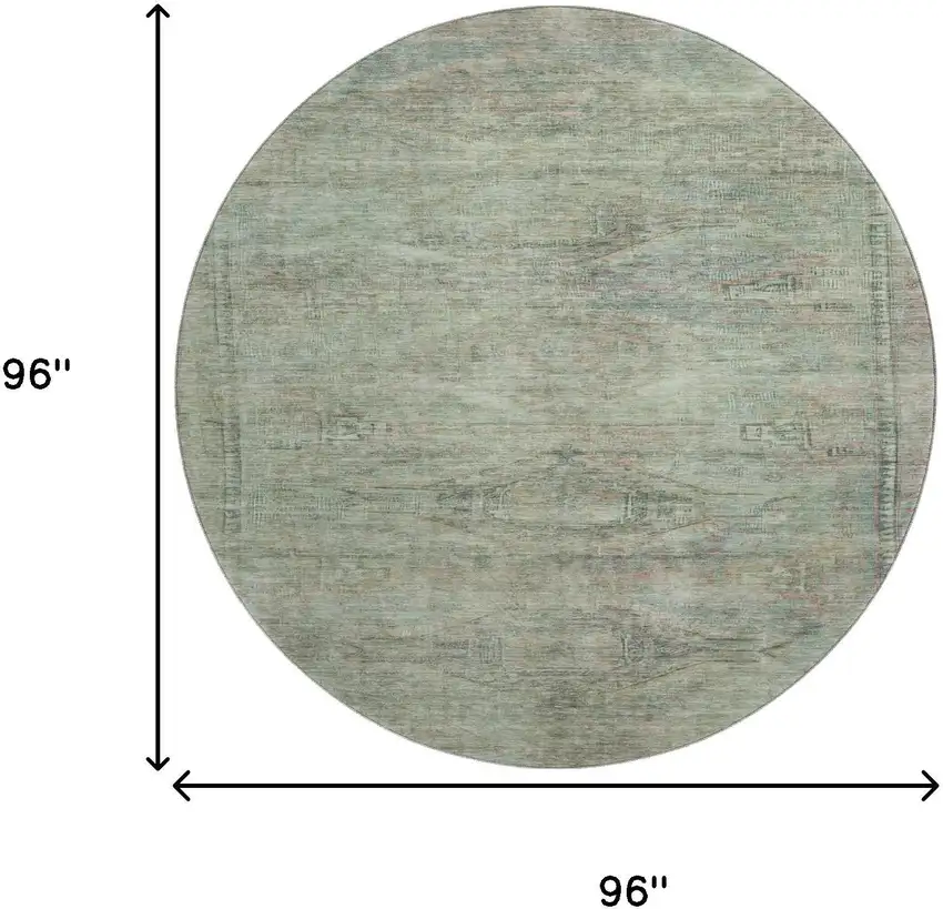 8' Teal Sage And Copper Abstract Geometric Washable Round Rug With UV Protection Photo 9