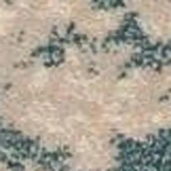 8' Teal and Ivory Abstract Non Skid Runner Rug Photo 3