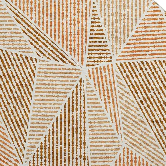 8' Terra Cotta And Beige Geometric Washable Round Rug With UV Protection Photo 3