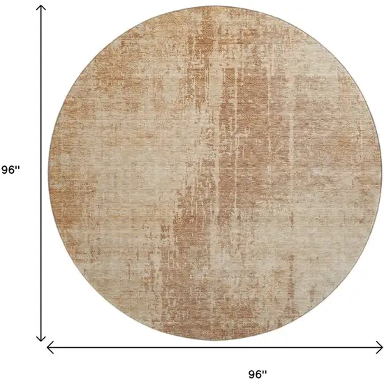 8' Terra Cotta And Copper Abstract Washable Round Rug With UV Protection Photo 3