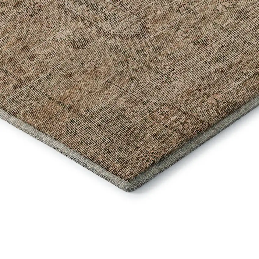 8' Terra Cotta And Copper Southwestern Washable Round Rug With UV Protection Photo 7