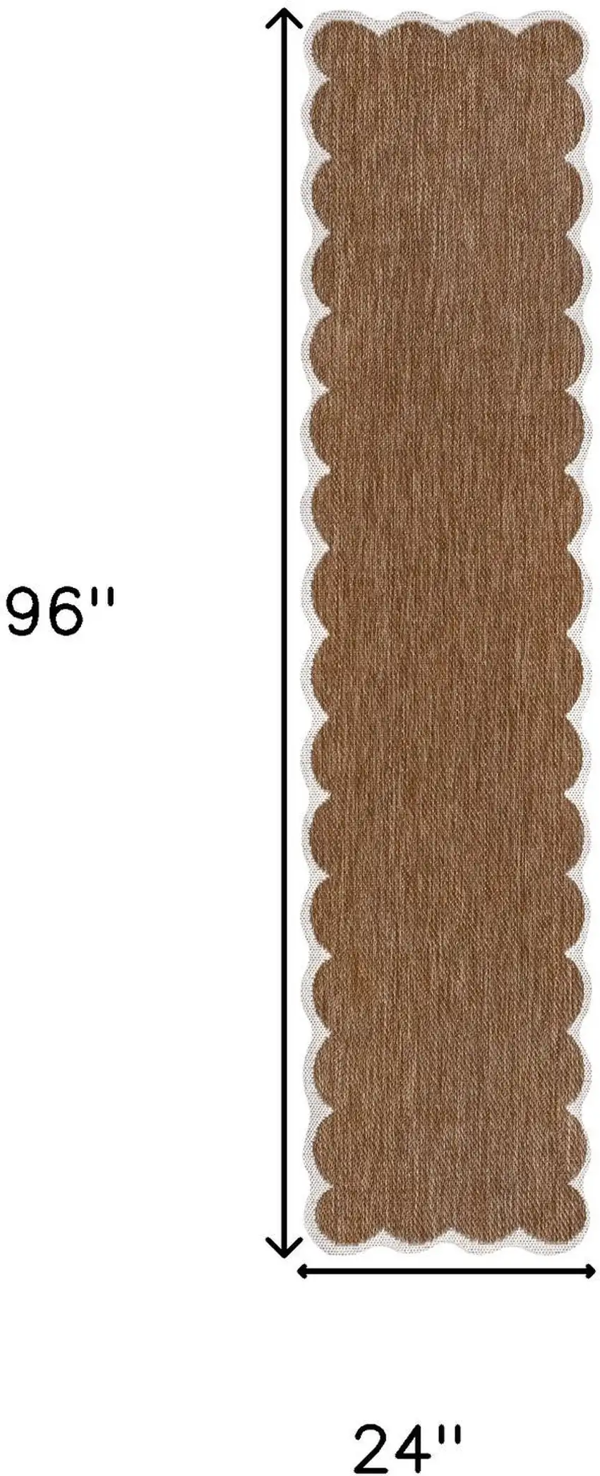 8' Terra Cotta And Cream Indoor Outdoor Runner Rug Photo 7