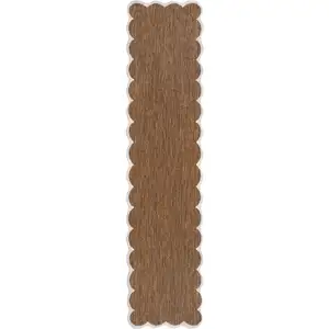 Photo of 8' Terra Cotta And Cream Indoor Outdoor Runner Rug