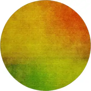 Photo of 8' Terra Cotta And Green Ombre Washable Round Rug With UV Protection