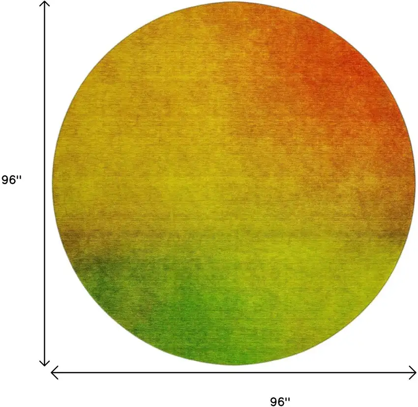 8' Terra Cotta And Green Ombre Washable Round Rug With UV Protection Photo 8