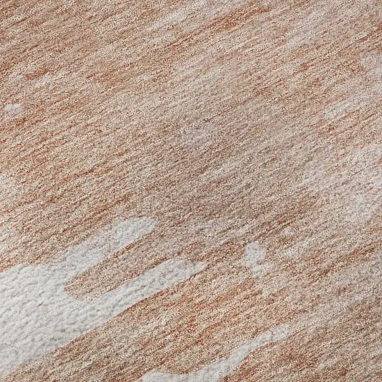 8' Terra Cotta And Ivory Abstract Washable Round Rug With UV Protection Photo 8