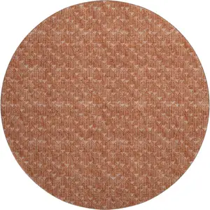 Photo of 8' Terra Cotta And Ivory Geometric Washable Round Rug With UV Protection
