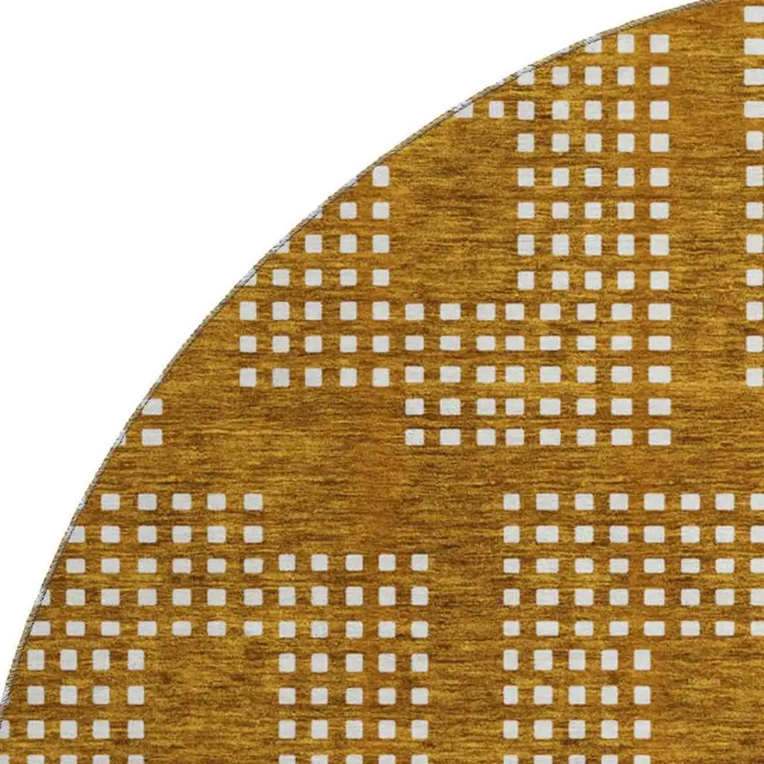 8' Terra Cotta And Ivory Geometric Washable Round Rug With UV Protection Photo 3