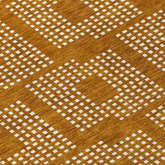 8' Terra Cotta And Ivory Round Geometric Washable Indoor Outdoor Area Rug Photo 8
