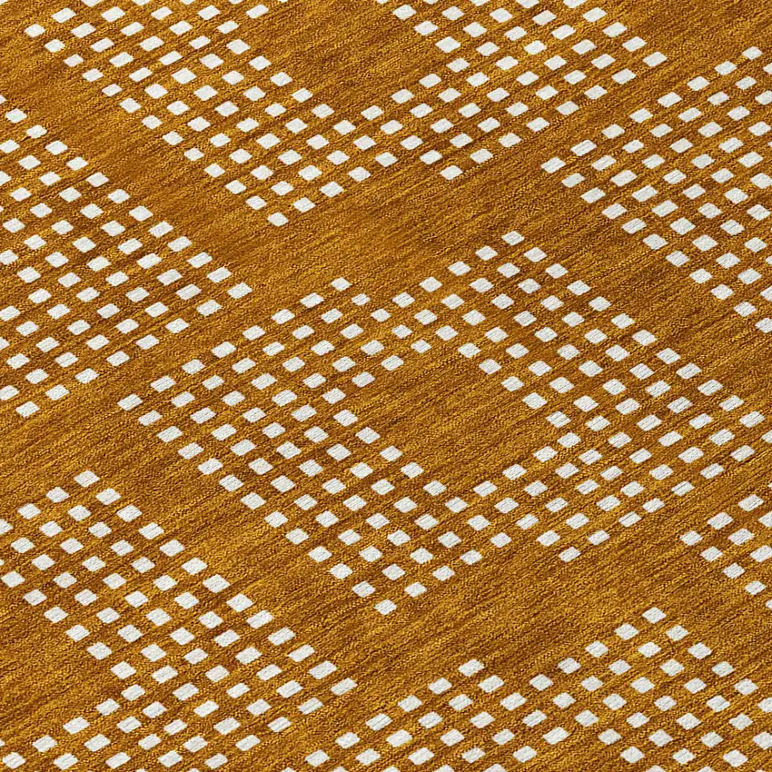 8' Terra Cotta And Ivory Round Geometric Washable Indoor Outdoor Area Rug Photo 8