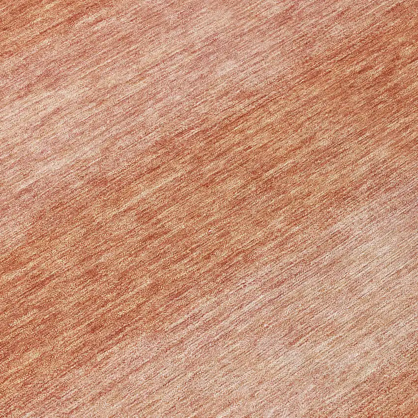 8' Terra Cotta And Peach Round Striped Washable Indoor Outdoor Area Rug Photo 9