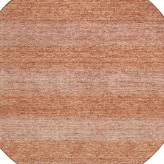 8' Terra Cotta And Peach Round Striped Washable Indoor Outdoor Area Rug Photo 4