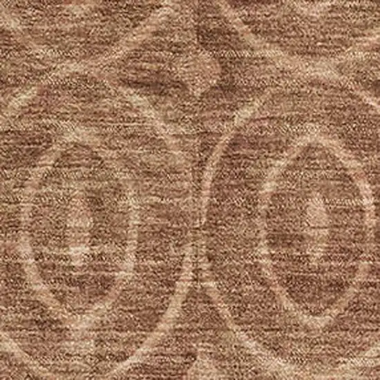 8' Terra Cotta And Rust Geometric Washable Area Rug With UV Protection Photo 2